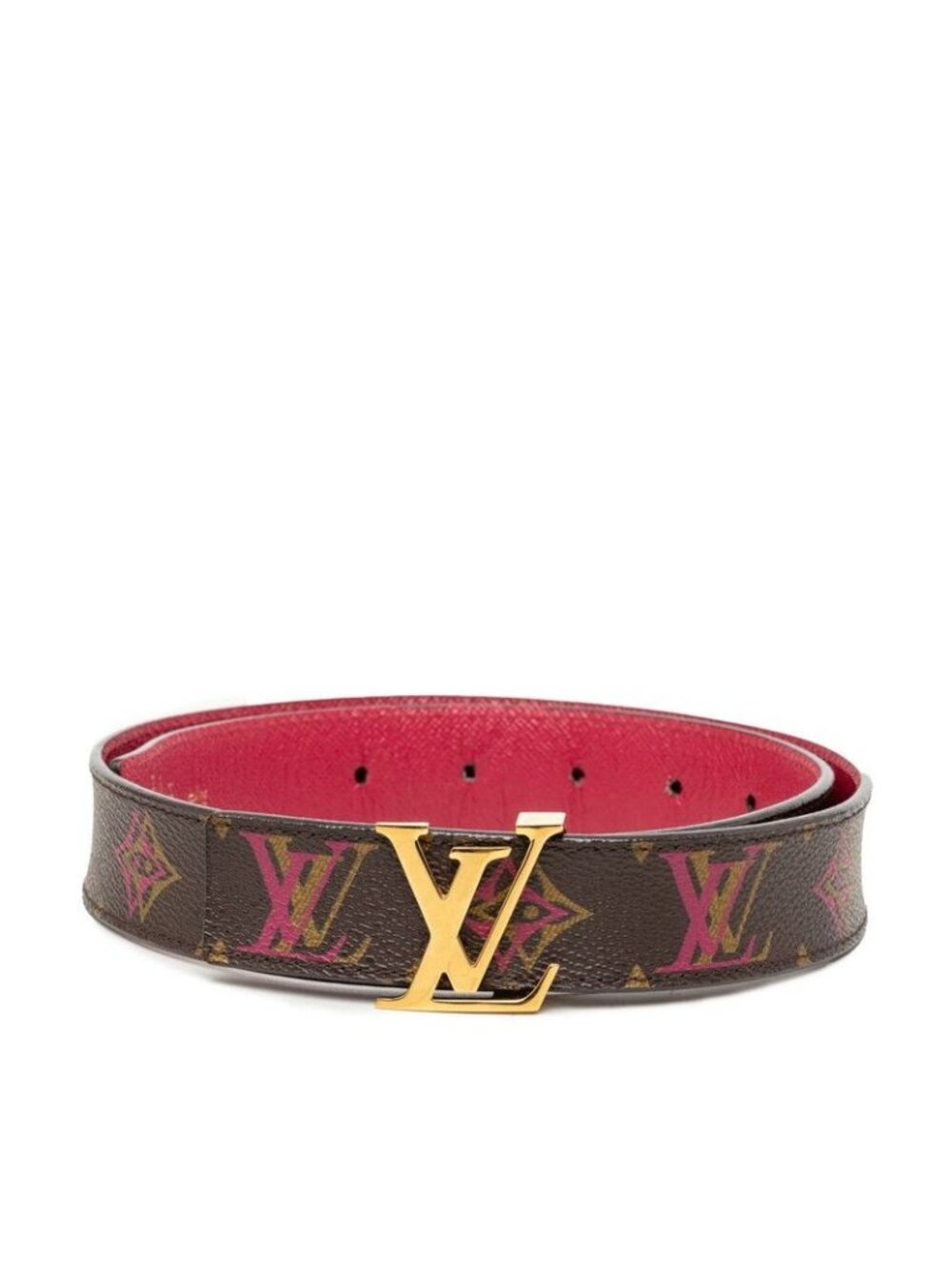 Louis Vuitton Monogram Ceinture LV Initial Belt 80/32 Brown Pink Leather